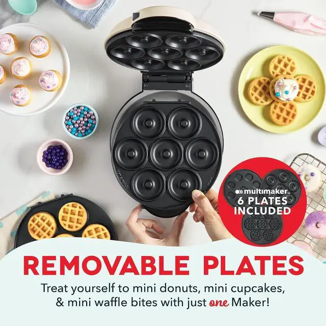 Alt view image 2 of 6 - DASH MultiMaker Treat Maker System, Mini Donuts, Waffle Bites, Mini Cupcakes - Cream