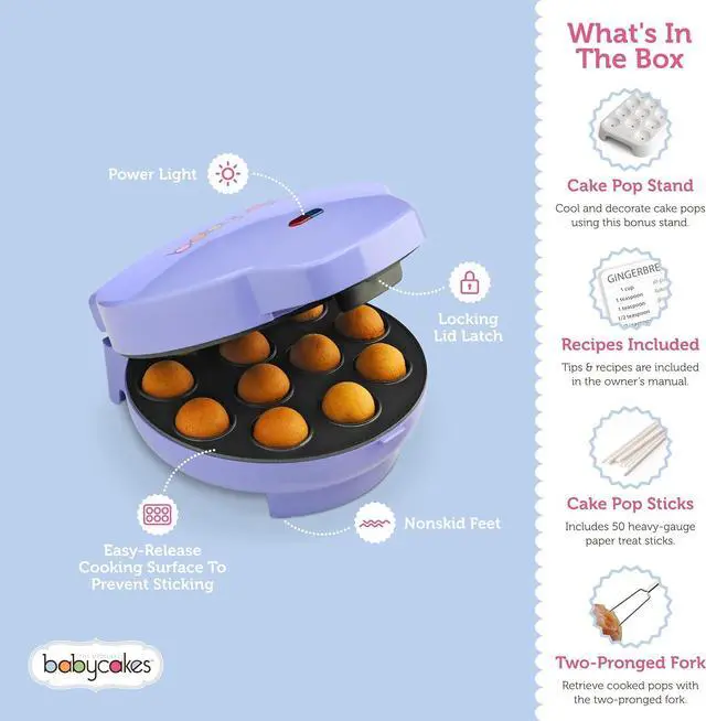 Alt view image 3 of 7 - Cake Pop Maker by Select Brands - Kit for Birthdays & More - Includes Decorating Stand & 50 Sticks - Features Non-Stick Coating - Makes 12 Cake Pops