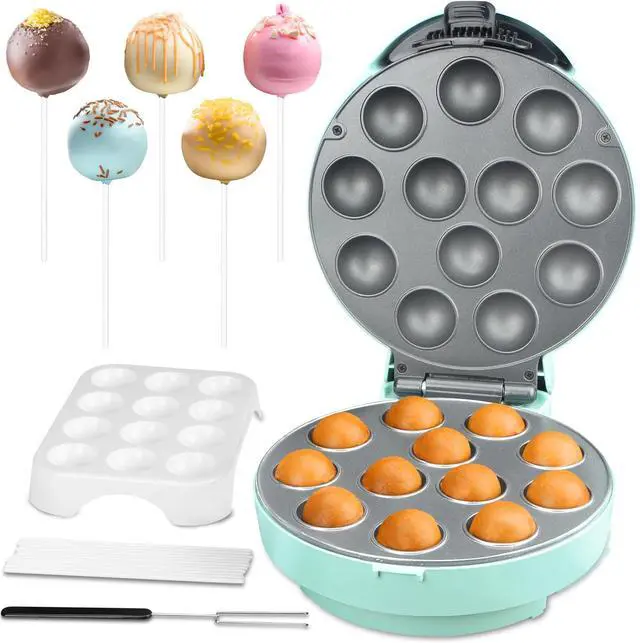 Main image of Baker's Friend Cake Pop Maker Machine Set with Cake Pop Stand, Sticks & Fork Tool, 12 Cake Pops Capacity, Aquamarine