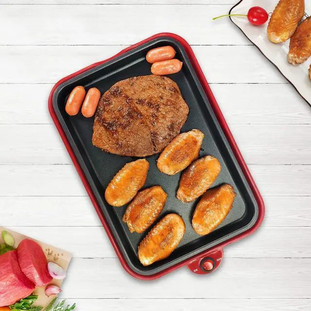 Alt view image 3 of 5 - Multifunction Nonstick Baking Maker with 3 Interchangeable Baking Plates for Fried Eggs, Fried Steak, Takoyaki, Cake Pops, Grill Maker, RED-1