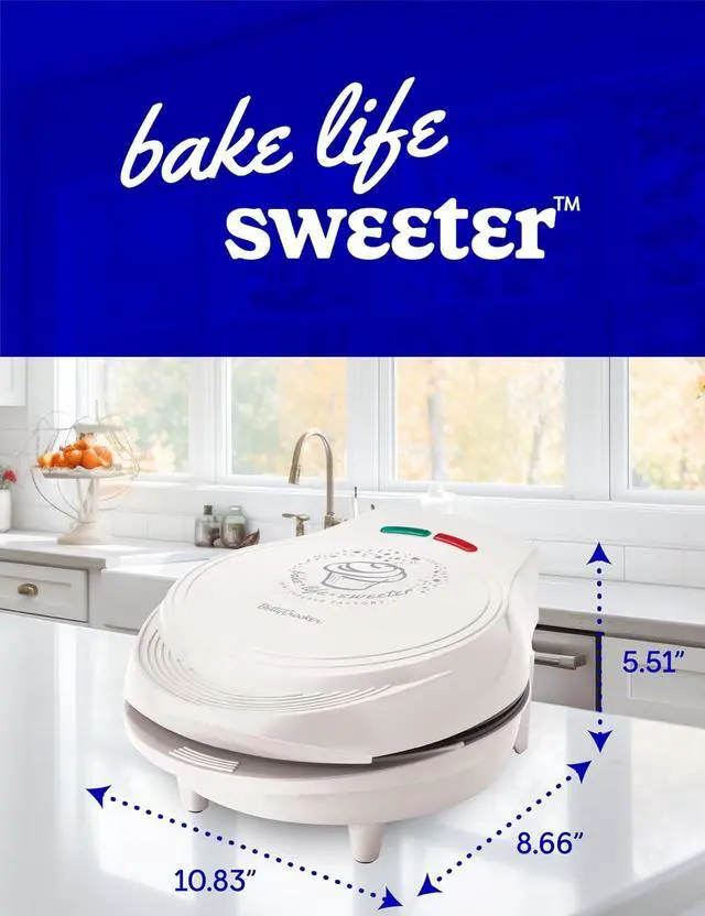 Alt view image 7 of 7 - Betty Crocker Mini Cupcake Factory, with Nonstick Surface, Mini Cupcake Machine with Cool Touch Handle & Makes 7 Delicious Cupcakes in Minutes, Pink/White