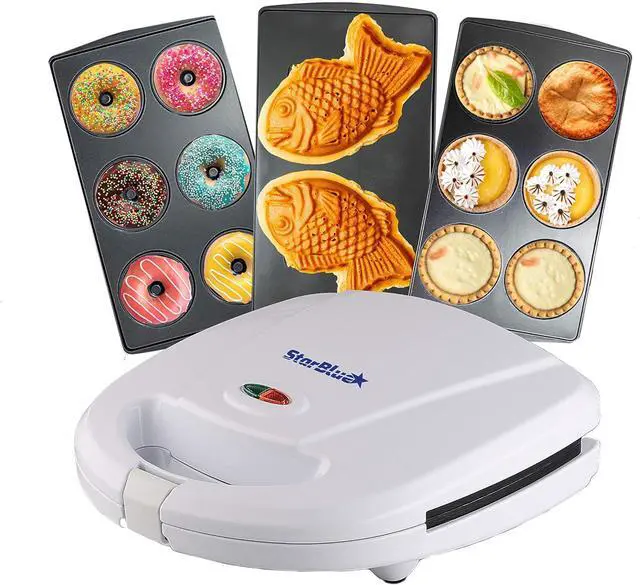 Main image of Mini-Donuts Maker, Mini-Pie and Quiche Maker, Taiyaki Maker  NEW 3 in 1 Three Slices Detachable Dessert Maker by StarBlue  White AC 110-120V 50/60Hz 700-800W