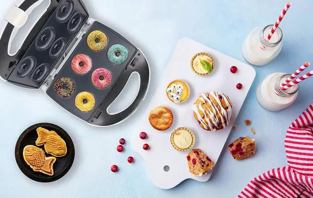 Alt view image 3 of 6 - Mini-Donuts Maker, Mini-Pie and Quiche Maker, Taiyaki Maker  NEW 3 in 1 Three Slices Detachable Dessert Maker by StarBlue  White AC 110-120V 50/60Hz 700-800W