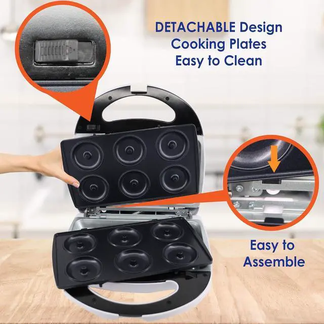 Alt view image 4 of 6 - Mini-Donuts Maker, Mini-Pie and Quiche Maker, Taiyaki Maker  NEW 3 in 1 Three Slices Detachable Dessert Maker by StarBlue  White AC 110-120V 50/60Hz 700-800W