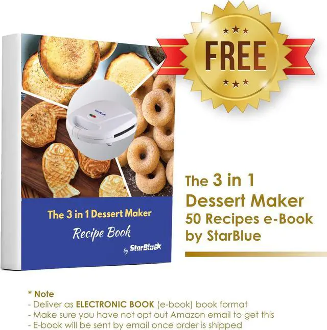 Alt view image 6 of 6 - Mini-Donuts Maker, Mini-Pie and Quiche Maker, Taiyaki Maker  NEW 3 in 1 Three Slices Detachable Dessert Maker by StarBlue  White AC 110-120V 50/60Hz 700-800W
