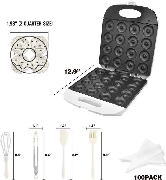 Alt view image 2 of 7 - DSP All in One Mini Donut Maker - Non-Stick, Cool Touch Electric Doughnut Machine for 16 Mini Donuts - 1400W Perfect for Breakfast, Snacks & Desserts