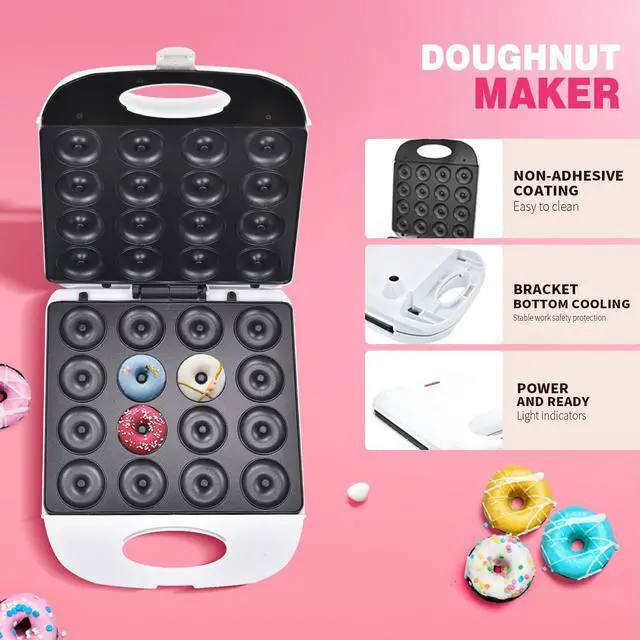 Alt view image 5 of 7 - DSP All in One Mini Donut Maker - Non-Stick, Cool Touch Electric Doughnut Machine for 16 Mini Donuts - 1400W Perfect for Breakfast, Snacks & Desserts