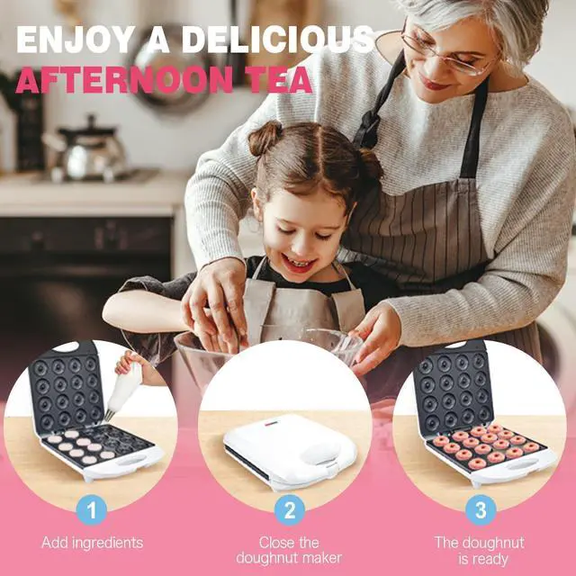 Alt view image 6 of 7 - DSP All in One Mini Donut Maker - Non-Stick, Cool Touch Electric Doughnut Machine for 16 Mini Donuts - 1400W Perfect for Breakfast, Snacks & Desserts