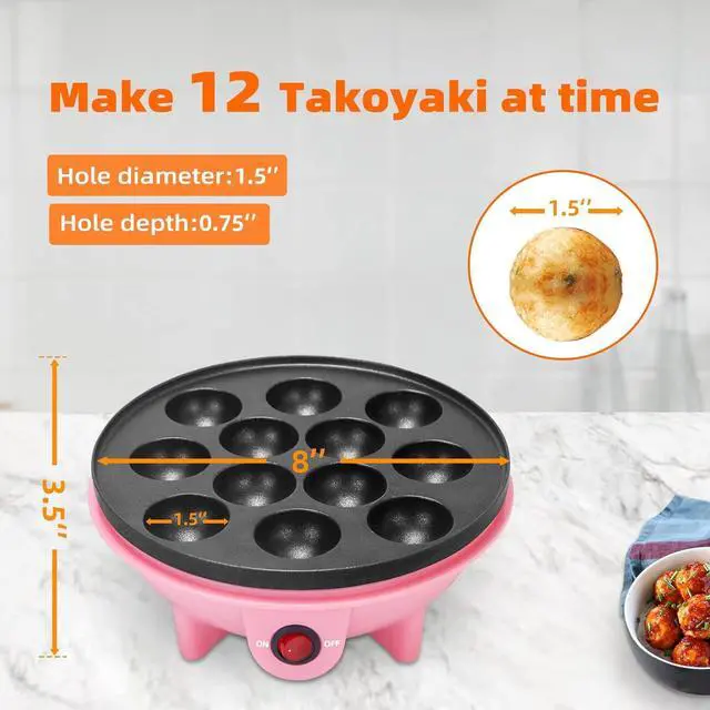 Alt view image 4 of 6 - Electric Takoyaki Maker With Free Takoyaki Tools for Takoyaki Octopus Ball Cake Pop Ebelskiver 8 Inches Nonstick