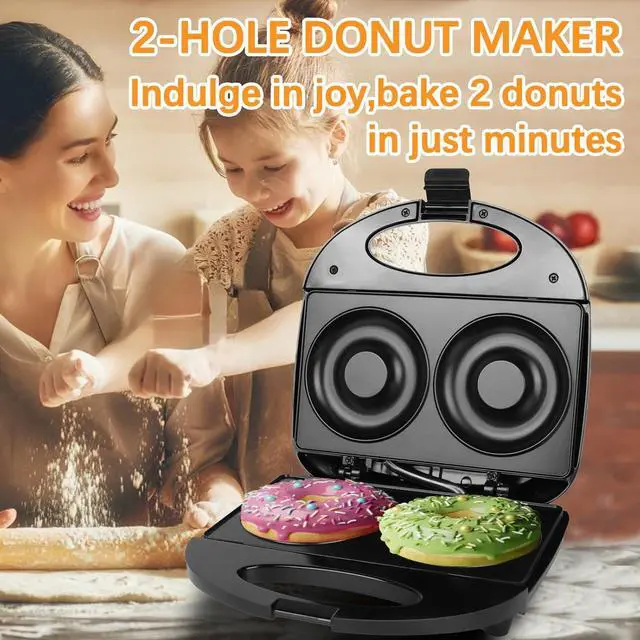 Alt view image 2 of 7 - Donut Maker,Doughnut Machine,Bake 2 Donuts,Double-sided heating, Non-stick Surface, Perfect for Breakfast,for Commercial or Family Use,Easy to Clean
