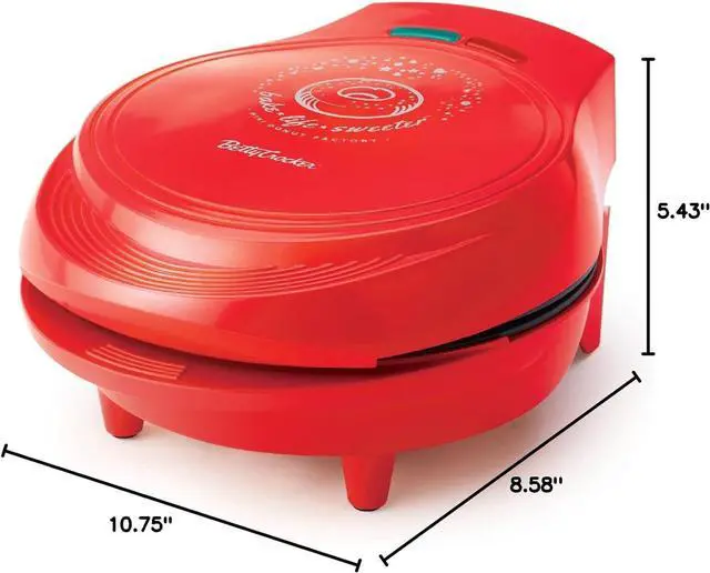 Alt view image 7 of 7 - BETTY CROCKER Donut Maker, Mini Donut Maker with Nonstick Surface, Mini Donut Maker Machine with Cool Touch Handle & Makes 7 Delicious Fresh Donuts in Minutes, Red