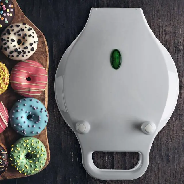 Alt view image 4 of 5 - Chef Buddy Mini Donut Maker, Durable, Nonstick Easy to Use Mini Baking Machine - Cooks 7 Mini Doughnuts at a Time - Glazed, Frosted with Sprinkles, Nuts, or Vegan Donuts, & More, (White)