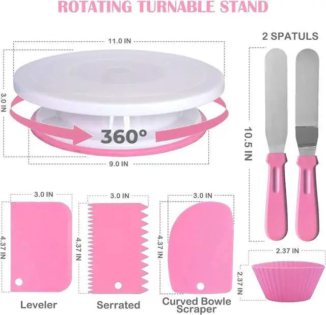 Alt view image 2 of 7 - Cake Decorating Supplies Kit 464 Pcs with Non-Slip Cake Turntable and Springform Cake PansIcing Piping Tips SetChocolate Mould & Muffin CupsBaking Supplies for Beginners and Cake Lovers