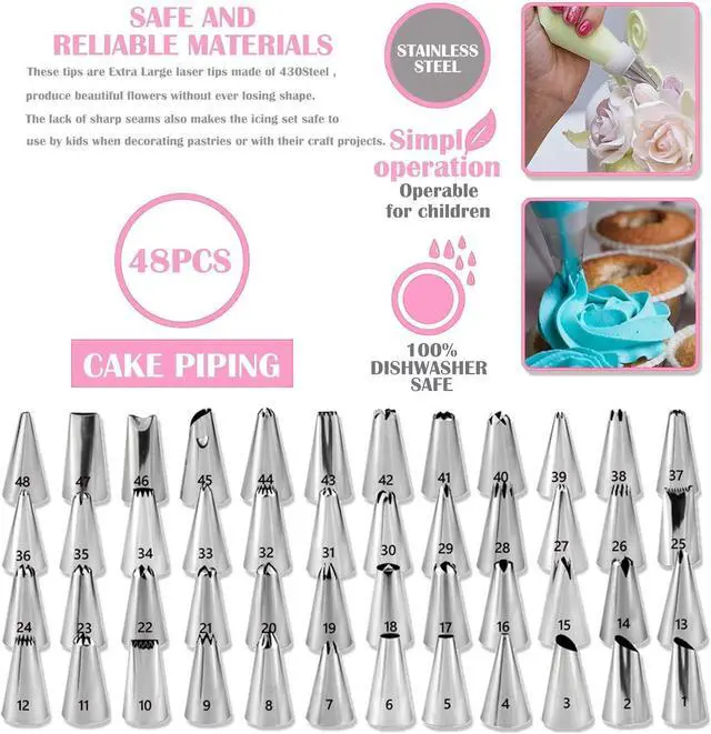 Alt view image 3 of 7 - Cake Decorating Supplies Kit 464 Pcs with Non-Slip Cake Turntable and Springform Cake PansIcing Piping Tips SetChocolate Mould & Muffin CupsBaking Supplies for Beginners and Cake Lovers