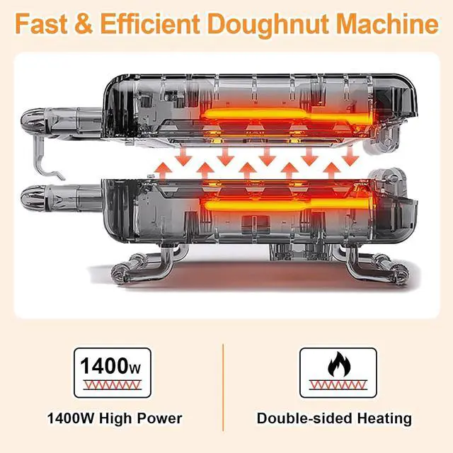Alt view image 3 of 7 - 2025 Mini Donut Maker Machine for Home, Kid-Friendly 16-Hole Electric Doughnut and Pancake Maker with Non-Stick Surface, Ideal for Homemade Doughnuts (Black with Mini Oven Gloves & Brush)