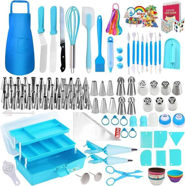 Alt view image 2 of 7 - Cake Decorating Tools Supplies Kit - 368Pcs Baking Supplies with Storage Case for Beginners - Icing Piping Bags and Tips Set For Cookies, Cupcake & Cake Frosting Fondant Decorating