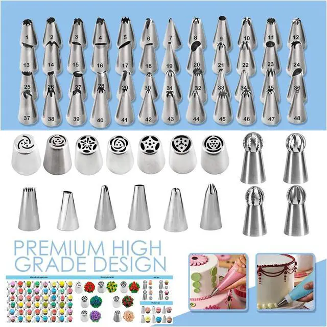 Alt view image 3 of 7 - Cake Decorating Tools Supplies Kit - 368Pcs Baking Supplies with Storage Case for Beginners - Icing Piping Bags and Tips Set For Cookies, Cupcake & Cake Frosting Fondant Decorating