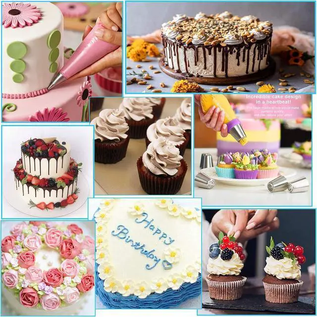 Alt view image 7 of 7 - Cake Decorating Tools Supplies Kit - 368Pcs Baking Supplies with Storage Case for Beginners - Icing Piping Bags and Tips Set For Cookies, Cupcake & Cake Frosting Fondant Decorating