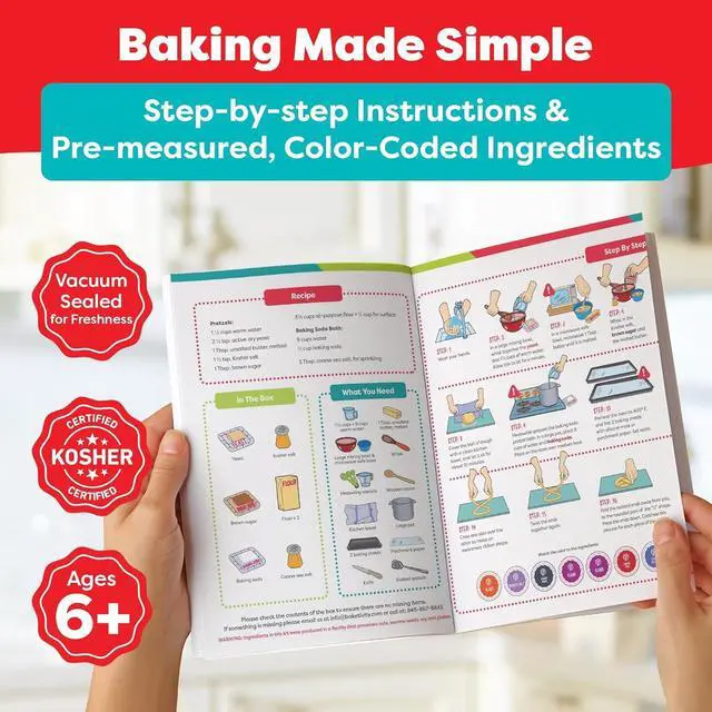 Alt view image 2 of 7 - Pretzel Making Kit - Real Cooking Set for Kids Ages 5-12+ with Recipe and Ingredients - Kids Baking Set for Girls & Boys - Great Gift for Family Bonding