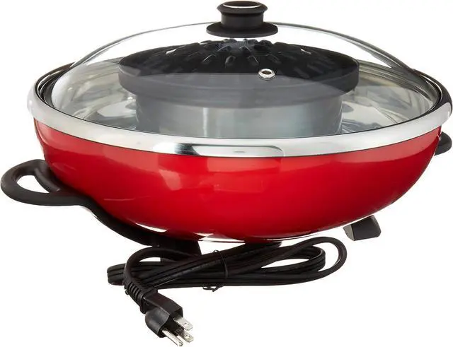 Alt view image 3 of 7 - Maple Enjoy Suki Electric Hot Pot Shabu with Korean BBQ Grill - 2 in 1 - Separate Temperature Control - Enjoy Thai Korean Chinese Vietnamese Hot Pot and non stick grill