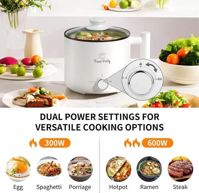 Alt view image 2 of 7 - Food Party Hot Pot Electric Pot for Cooking Ramen Cooker 1.8L College Dorm Room Essentials Mini Hotpot Shabu Shabu Pot 110V Noodle Cooker Non Stick