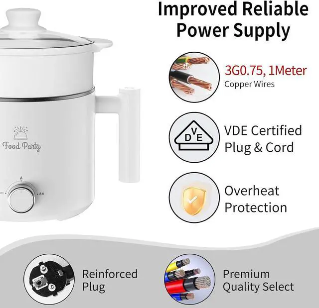 Alt view image 4 of 7 - Food Party Hot Pot Electric Pot for Cooking Ramen Cooker 1.8L College Dorm Room Essentials Mini Hotpot Shabu Shabu Pot 110V Noodle Cooker Non Stick