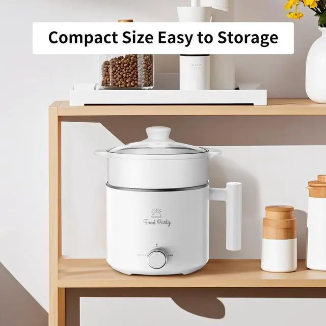 Alt view image 7 of 7 - Food Party Hot Pot Electric Pot for Cooking Ramen Cooker 1.8L College Dorm Room Essentials Mini Hotpot Shabu Shabu Pot 110V Noodle Cooker Non Stick