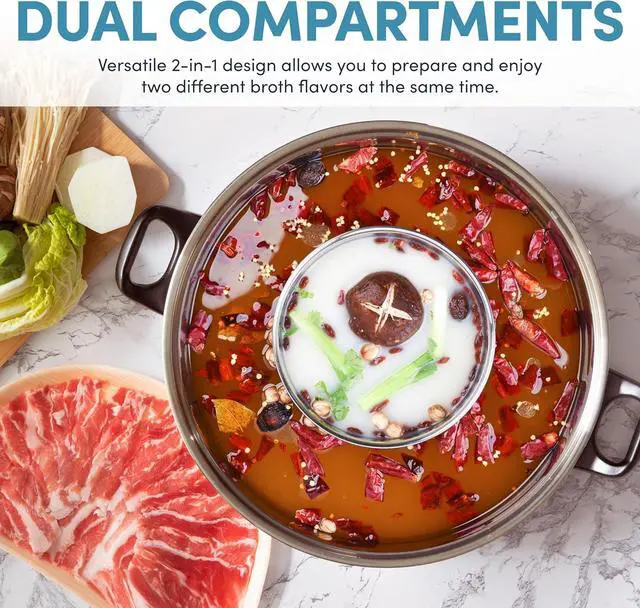 Alt view image 2 of 6 - Aroma Stainless Steel Hot Pot, Silver (ASP-600), 5 quart
