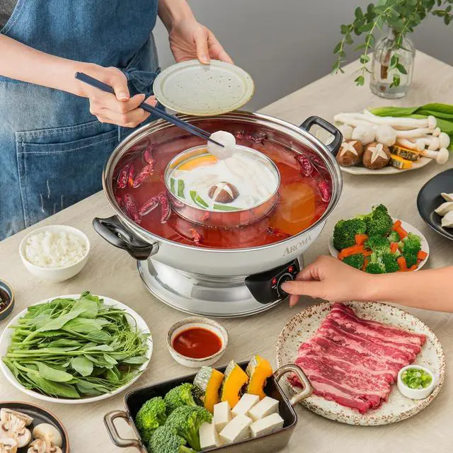 Alt view image 6 of 6 - Aroma Stainless Steel Hot Pot, Silver (ASP-600), 5 quart