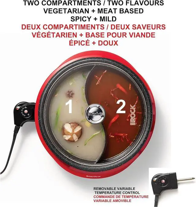 Alt view image 3 of 7 - Starfrit The Rock Dual-Sided Electric Hot Pot - 3L - Rock.Tec Non-Stick - Variable Temperature Control - 1200W