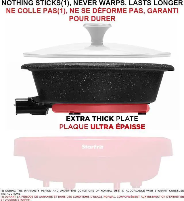 Alt view image 5 of 7 - Starfrit The Rock Dual-Sided Electric Hot Pot - 3L - Rock.Tec Non-Stick - Variable Temperature Control - 1200W