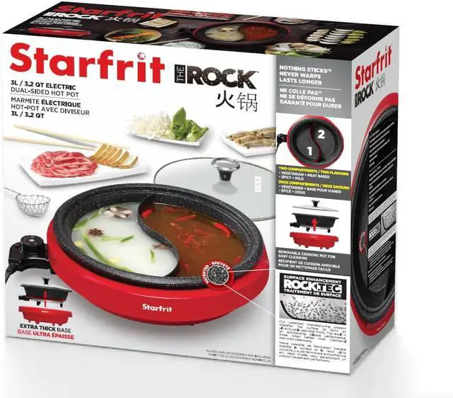 Alt view image 7 of 7 - Starfrit The Rock Dual-Sided Electric Hot Pot - 3L - Rock.Tec Non-Stick - Variable Temperature Control - 1200W