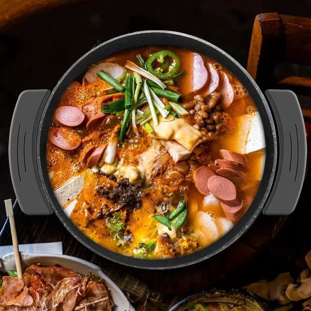 Alt view image 7 of 7 - Food Party Electric Hot Pot Skillet Hotpot Pot Electric Cooker Shabu Shabu Pot 110V Non-Stick 6L BPA FREE Fondue Chinese Hot Pot