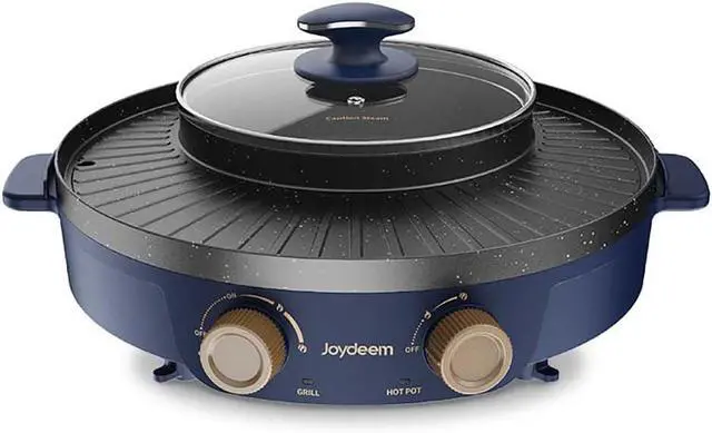 Alt view image 7 of 7 - Joydeem Electric Grill with Shabu Shabu Hot Pot, Compact Korean BBQ Hotpot Combo Machine, 2L Hot Pot, Suitable for 1-4 People, JD-SK3407