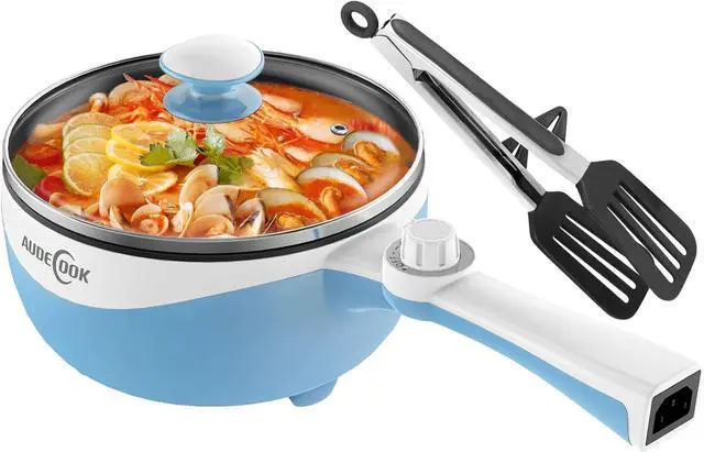 Main image of Audecook Hot Pot Electric, 1.7L Mini Electric Skillet Portable Nonstick Sauté Pan with Power Adjustment, Rapid Noodles Cooker Travel Multicooker for Steak/Soup/Egg/Oatmeal/Noodles