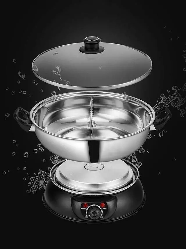 Alt view image 2 of 4 - Sonya 5L Electric Dual-Sided Shabu Shabu & Mongolian Hot Pot  Stainless Steel, Large Capacity for Family Meals & Hot Pot Parties