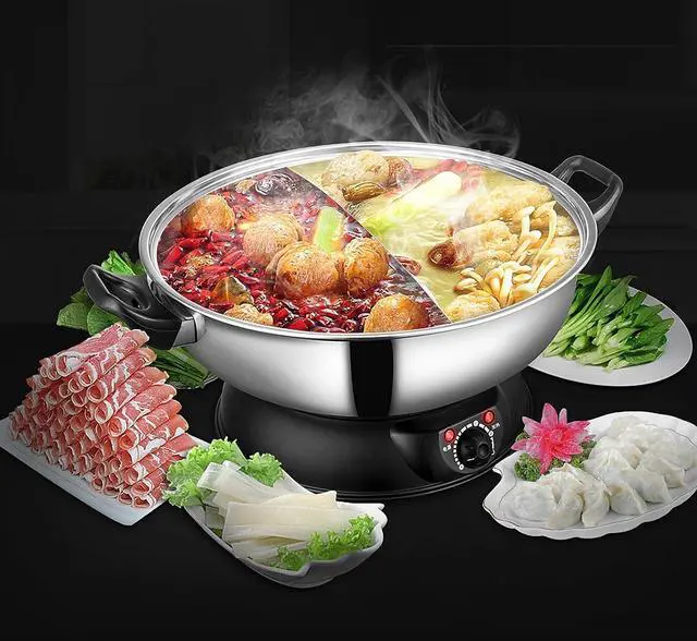 Alt view image 4 of 4 - Sonya 5L Electric Dual-Sided Shabu Shabu & Mongolian Hot Pot  Stainless Steel, Large Capacity for Family Meals & Hot Pot Parties
