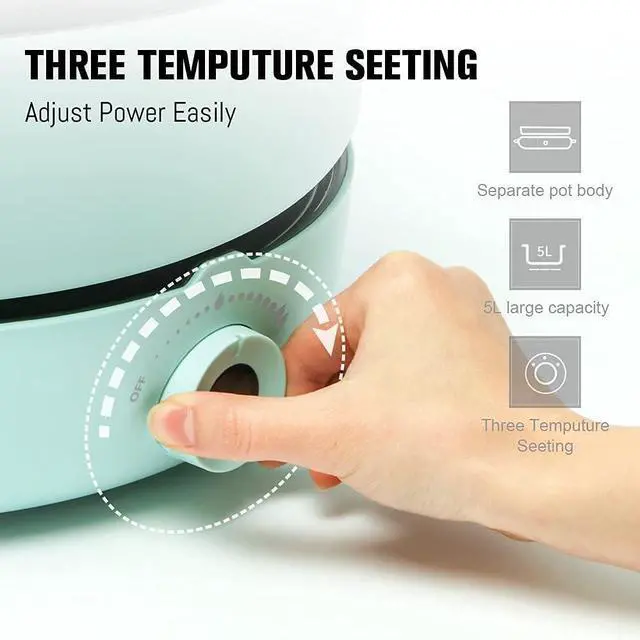 Alt view image 4 of 7 - Hot Pot Electric with Burner, 5.3QT Hot Pot Electric Shabu Shabu Pot, Split Multi Non-Stick Electric Skillet, Portable Kitchen Burner Stove with Shabu Hot Pot for Home Cooking, Family Party