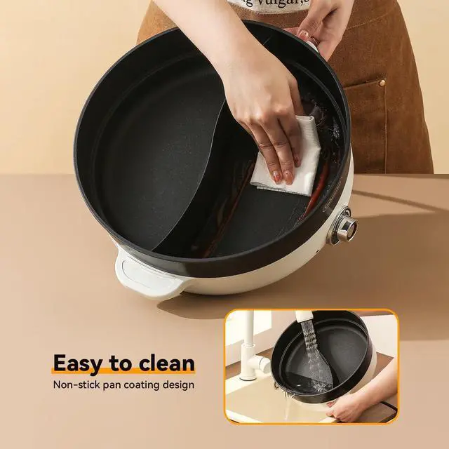 Alt view image 5 of 5 - Hot Pot Electric with Divider, 5L Double-Flavor Shabu Shabu Pot, Non-Stick Hotpot Pot Electric, Chinese Hot Pot with Multi-Power Control (1)