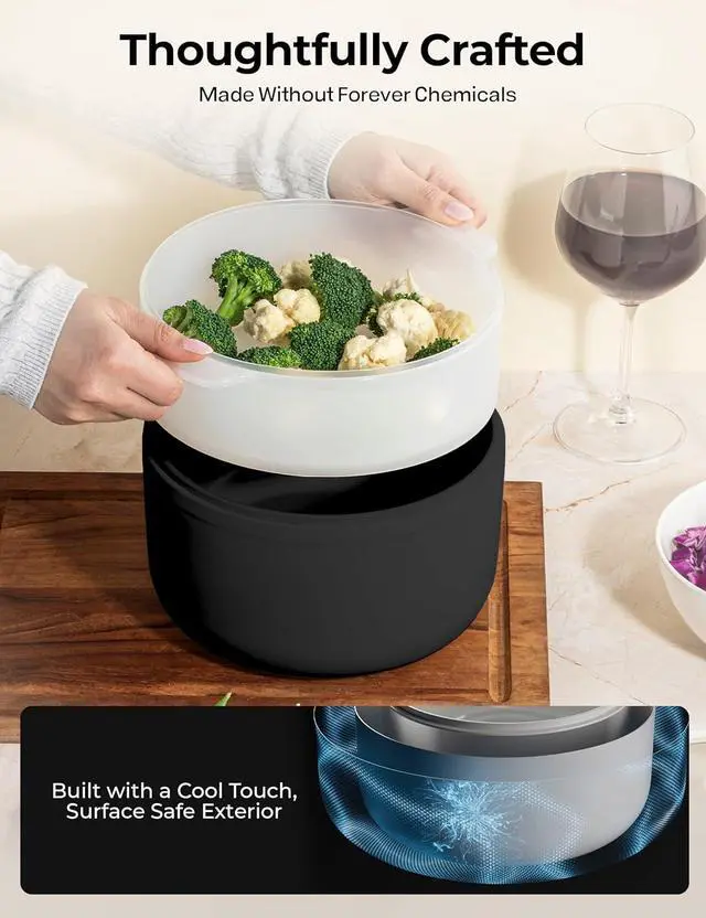 Alt view image 6 of 7 - Electric Hot Pot with Lid and Steamer, 1.5L Non Toxic Ceramic Cooker Skillet for Ramen, Eggs, Pasta Portable and Compact for Dorms, Camping, RVs, Work, Adjustable Temperature