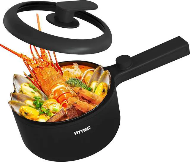 Main image of HYTRIC Hot Pot Electric, 1.5L Portable Non-stick Frying Pan, Electric Cooker for Steak, Egg, Pasta, Ramen Cooker with Dual Power Control, Mini Electric Pot for Office, Dorm Room Essential, Black
