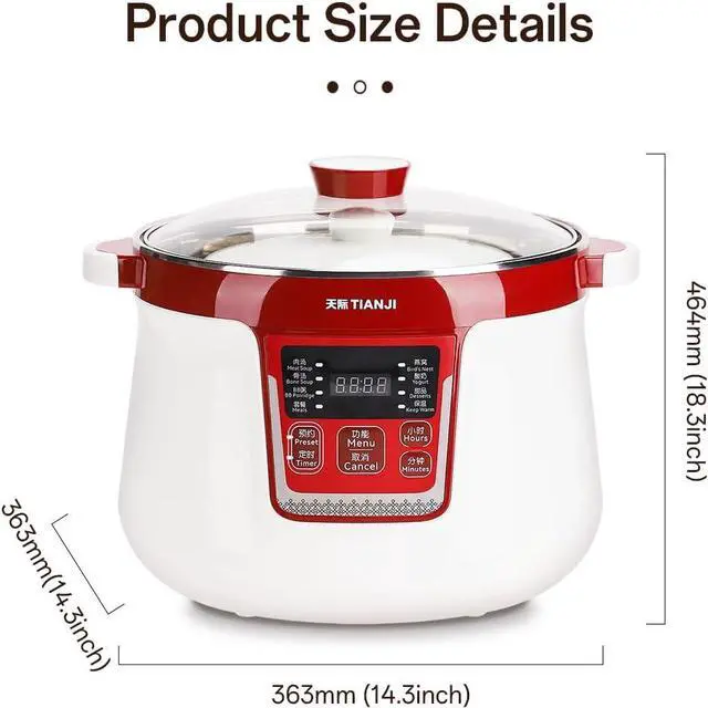 Alt view image 6 of 6 - Electric Stew Pot, Ceramic Pot for Soup, Desserts, Bird's Nest, Multiple ceramic liners, DGD32-32CG