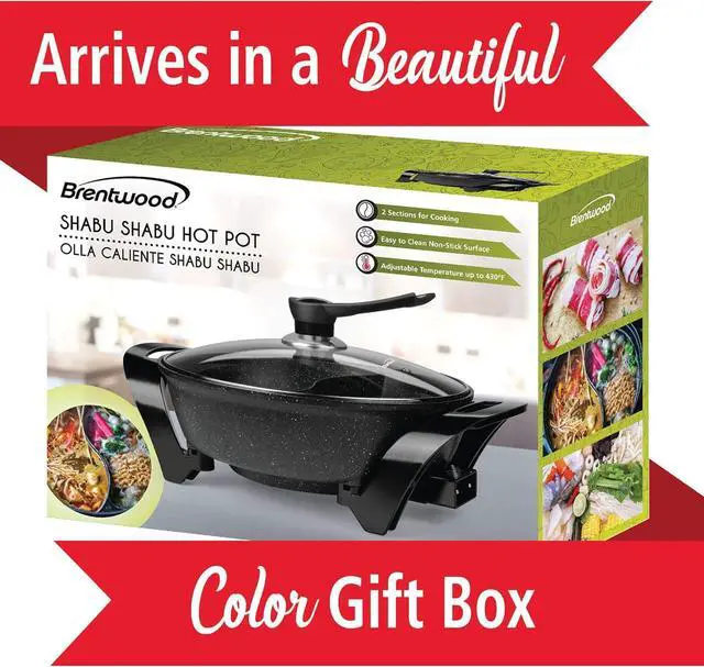 Alt view image 7 of 7 - Brentwood SK-72BK hot Pot, 17"x12.5"x9", Black