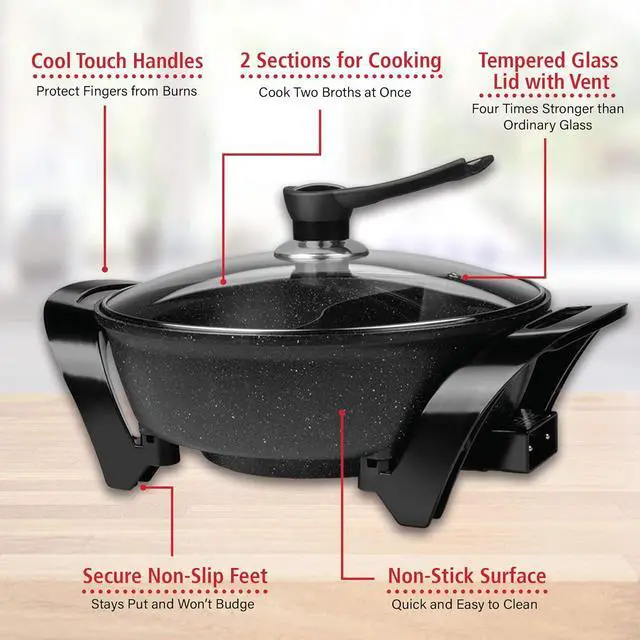 Alt view image 6 of 7 - Brentwood SK-72BK hot Pot, 17"x12.5"x9", Black