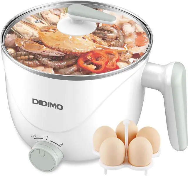Main image of Hot Pot Electric, 1.5L Pink Portable Ramen Cooker with Over-Heating/Boil Dry Protection, Mini Hot Pot for Ramen, Egg, Pasta, Dumpling, Soup, Porridge, Oatmeal (white)