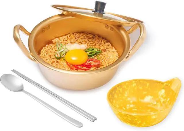 Main image of xenoz Ramen Pot with Bowl, Chopsticks & Spoon Set | Rapid Portable Cooker for Instant Meals  Korean Style Egg Boiler for Dorm, Travel, Camping | Made in Korea | 1Qt