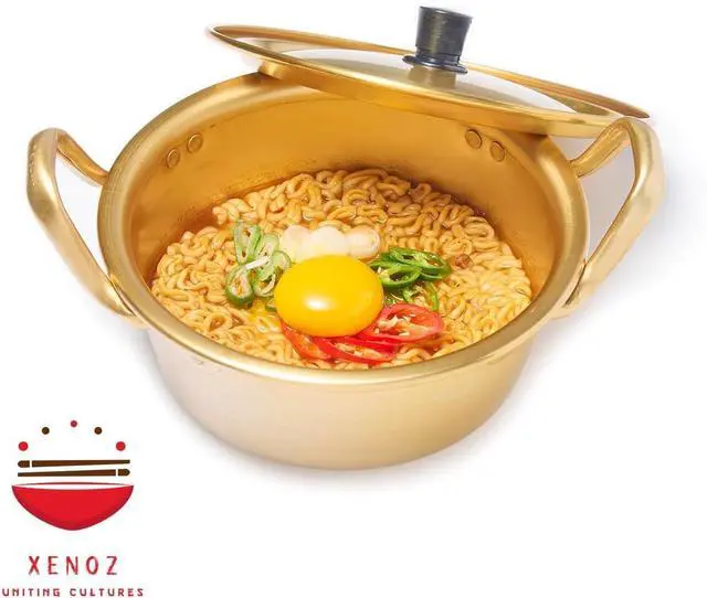 Alt view image 3 of 6 - xenoz Ramen Pot with Bowl, Chopsticks & Spoon Set | Rapid Portable Cooker for Instant Meals  Korean Style Egg Boiler for Dorm, Travel, Camping | Made in Korea | 1Qt
