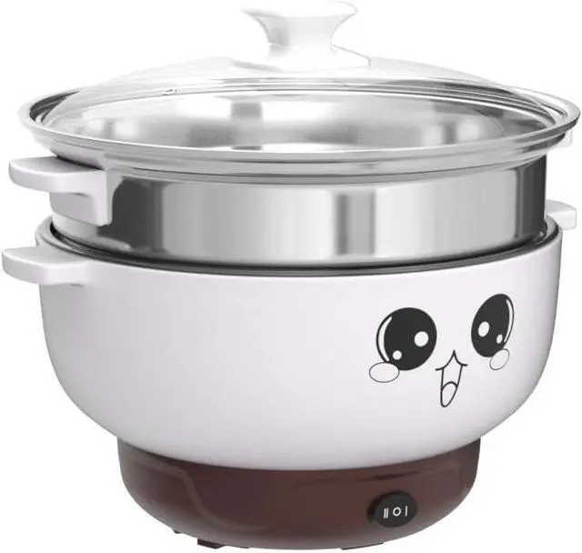 Alt view image 4 of 7 - 4-IN-1 Multifunction Electric Cooker Skillet Grill Pot Wok Electric Hot Pot for Noodles Cook Rice Fried Stew Soup Steamed Fish Boiled Egg Small Non-stick (2.3L, with Lid and Steamer)