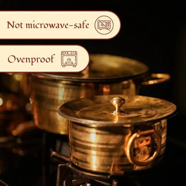 Alt view image 7 of 7 - P-TAL Brass Stock Pot with Lid Naturally Nonstick and Toxin Free Pasta Pot Multipurpose Cooking Pot, PFOA and PTFE Free (1 Quart)