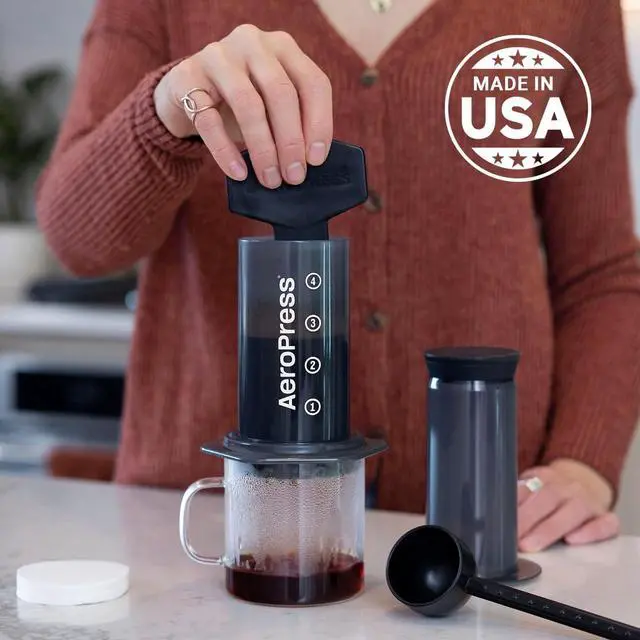 Alt view image 7 of 7 - AeroPress Original Coffee Press  3 In 1 Brew Method Combines French Press, Espresso, Full Bodied Coffee Without Grit or Bitterness, Small Portable Coffee Maker for Camping & Travel